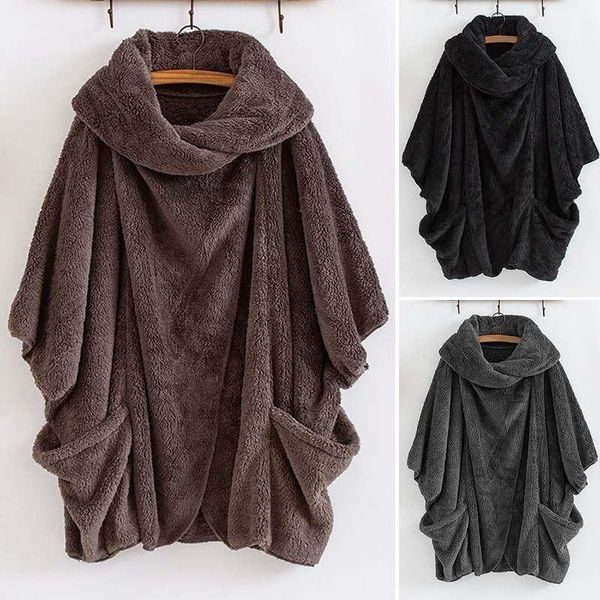 plus size women's fluffy coats autumn outerwear zanzea 2020 vintage casual baggy poncho cardigans female solid button overcoats1, Black;brown
plus size women's fluffy coats autumn outerwear zanzea 2020 vintage casual baggy poncho cardigans female solid button overcoats1, Black;brown