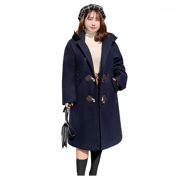 new women's winter wool jacket loose plus size medium length woolen coat womens horn button coats thick warm overcoat1, Black
new women's winter wool jacket loose plus size medium length woolen coat womens horn button coats thick warm overcoat1, Black