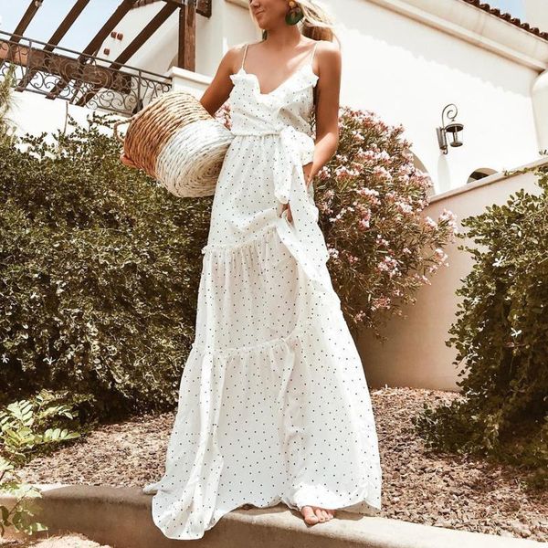 casual dresses 2021 women boho polka dot summer beach long dress evening party v-neck split maxi white fashion vestidos, Black;gray
casual dresses 2021 women boho polka dot summer beach long dress evening party v-neck split maxi white fashion vestidos, Black;gray
