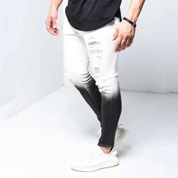 men's jeans fashion men's skinny stretch ripped male slim fit denim pants tide streetwear gradient white black men, Blue
men's jeans fashion men's skinny stretch ripped male slim fit denim pants tide streetwear gradient white black men, Blue