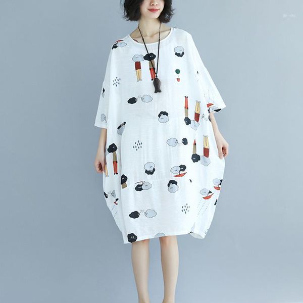#0149 summer batwing sleeve dress women round neck white cartoon print oversized loose long t shirt dress cotton linen vestidos1, Black;gray
#0149 summer batwing sleeve dress women round neck white cartoon print oversized loose long t shirt dress cotton linen vestidos1, Black;gray