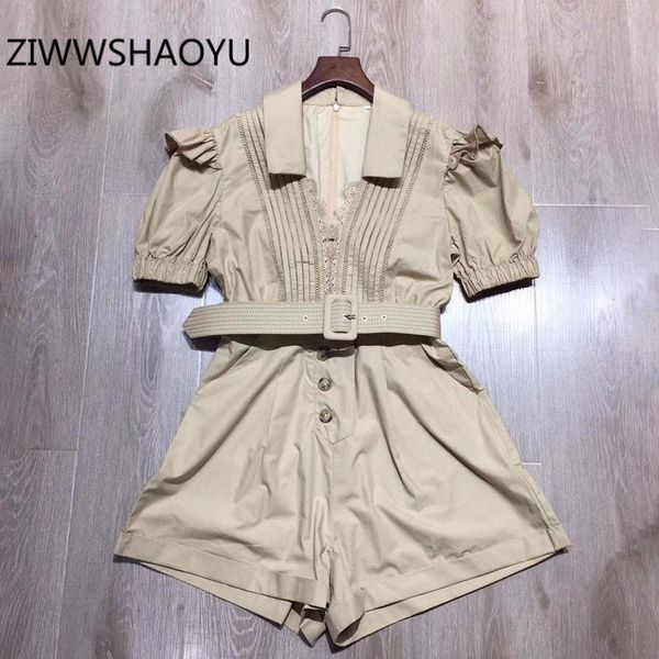ziwwshaoyu women summer beige lace v-neck office rompers fashion designer ladies ruffles short sleeve belt short playsuits, Black;white
ziwwshaoyu women summer beige lace v-neck office rompers fashion designer ladies ruffles short sleeve belt short playsuits, Black;white