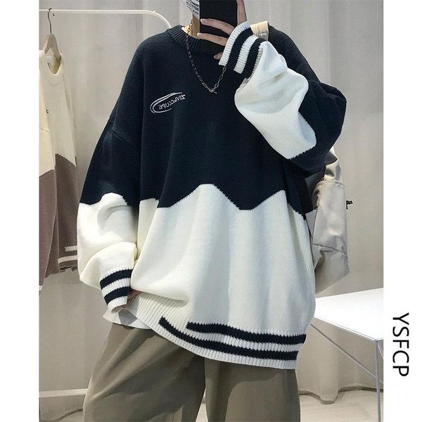 men's sweaters lazy sweater trend japanese retro autumn winter clothes ins hong kong style korean personalized loose knit coat 2021, White;black
men's sweaters lazy sweater trend japanese retro autumn winter clothes ins hong kong style korean personalized loose knit coat 2021, White;black