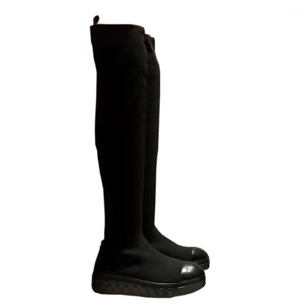 classic brand women's boots stretch slip on over knee boots mixed cotton socks long round toe platform flat black booties1
classic brand women's boots stretch slip on over knee boots mixed cotton socks long round toe platform flat black booties1