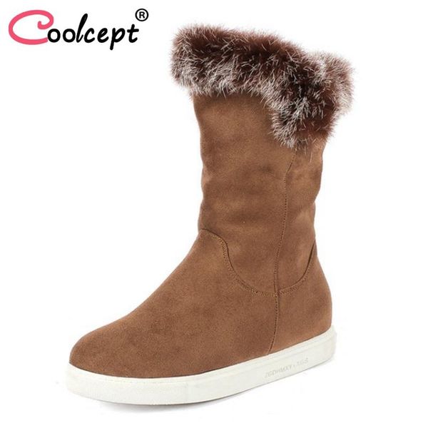 coolcept fashion women flats boots warm fur mid calf snow boots plush winter shoes women round toe footwear size 33-43, Black
coolcept fashion women flats boots warm fur mid calf snow boots plush winter shoes women round toe footwear size 33-43, Black