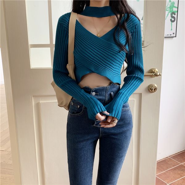 lucyever ruffled turtleneck slim fit knit sweater women autumn v-neck cross knitwear woman vintage style solid jumper 2020, White;black
lucyever ruffled turtleneck slim fit knit sweater women autumn v-neck cross knitwear woman vintage style solid jumper 2020, White;black