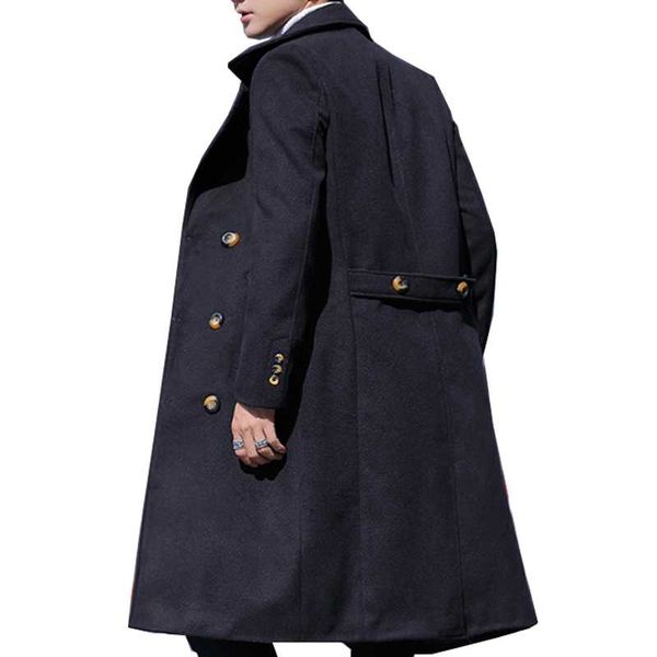 autumn winter men's windbreaker long over knee trench double line buttons/breasted slim fit korean fashion woolen coat students, Black
autumn winter men's windbreaker long over knee trench double line buttons/breasted slim fit korean fashion woolen coat students, Black