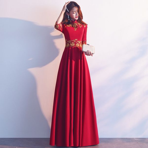 robe de soiree embroidery oriental chinese style wine red slim elegant long evening dress appliques party dresses prom dresses, Black;red
robe de soiree embroidery oriental chinese style wine red slim elegant long evening dress appliques party dresses prom dresses, Black;red