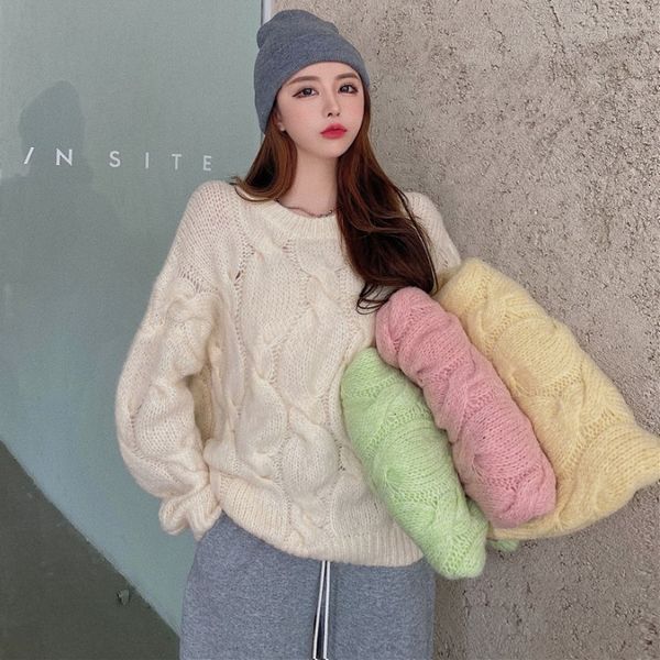 2020 autumn new soft waxy twist loose pullover medium round neck long sleeve sweater women's wear
2020 autumn new soft waxy twist loose pullover medium round neck long sleeve sweater women's wear