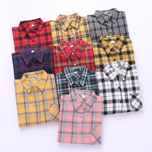 women's blouses & shirts 2021 autumn winter plaid women cotton ladies casual one pocket loose plus size blouse female long sleeve, White
women's blouses & shirts 2021 autumn winter plaid women cotton ladies casual one pocket loose plus size blouse female long sleeve, White