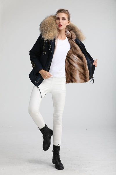women's fur & faux beaded clothes natural rex parka women short garment with nice and big collar, Black
women's fur & faux beaded clothes natural rex parka women short garment with nice and big collar, Black
