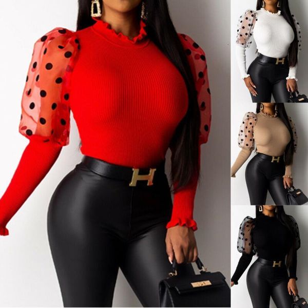 ladies women fashion casual elegant long sleeve turtleneck mesh polka dot lantern sleeve slim skinny blouses shirts, White
ladies women fashion casual elegant long sleeve turtleneck mesh polka dot lantern sleeve slim skinny blouses shirts, White