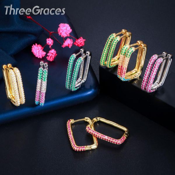 threegraces beautiful red green cubic zirconia gold silver color small rectangle hoop earrings for women party accessories er551, Golden;silver
threegraces beautiful red green cubic zirconia gold silver color small rectangle hoop earrings for women party accessories er551, Golden;silver