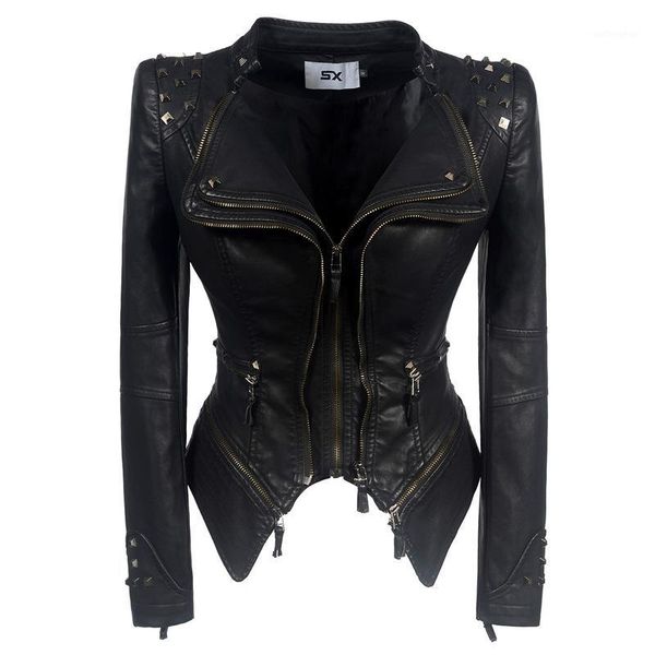 with the european and american wind shrug rivet cultivate morality waist water-washed leather motorcycle leather pu1, Black
with the european and american wind shrug rivet cultivate morality waist water-washed leather motorcycle leather pu1, Black