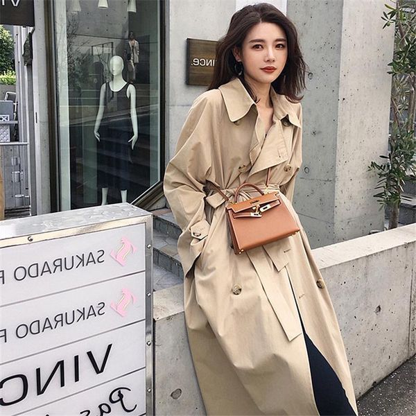 autumn winter khaki female trench coat popular over the knee long section of the british wind loose office lady windbreaker b6901, Tan;black
autumn winter khaki female trench coat popular over the knee long section of the british wind loose office lady windbreaker b6901, Tan;black