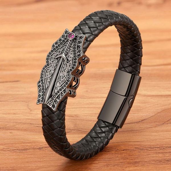 neo-gothic sword big accessory combination stainless steel leather men's bracelet custom size multi-color choice fashion gift, Golden;silver
neo-gothic sword big accessory combination stainless steel leather men's bracelet custom size multi-color choice fashion gift, Golden;silver