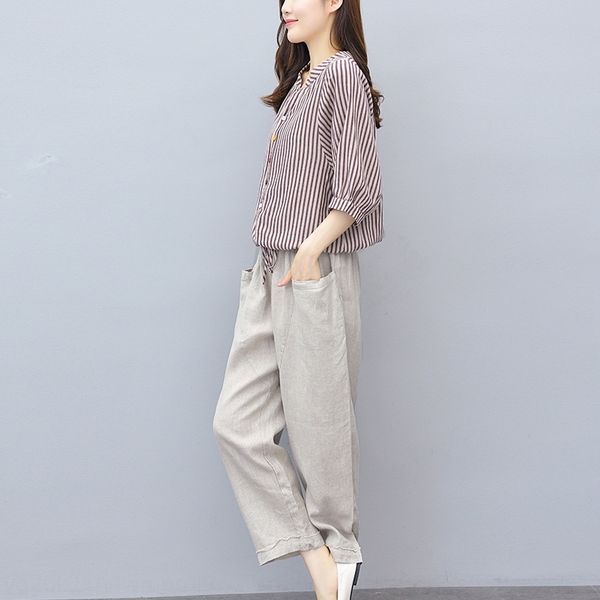 uif2e korean cotton ankle-length and trouserscotton and trouserslinen suit 2020 summer new women's women's style striped pants lin, Gray
uif2e korean cotton ankle-length and trouserscotton and trouserslinen suit 2020 summer new women's women's style striped pants lin, Gray