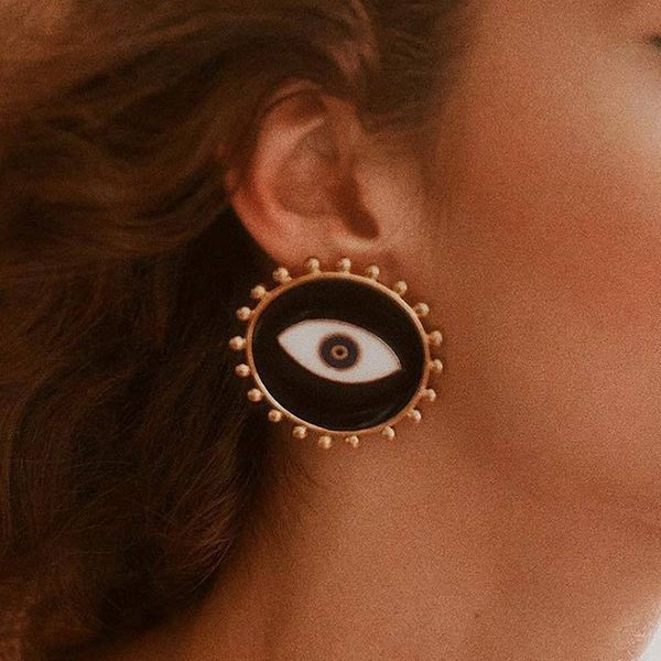 european and american retro female black devil eye earring exaggerated design earring street shooting fashion punk style female earrings, Golden;silver
european and american retro female black devil eye earring exaggerated design earring street shooting fashion punk style female earrings, Golden;silver