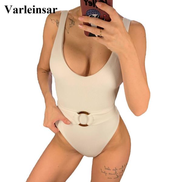 new women swimwear white v neck one piece swimsuit female bather with waist band bathing suit monokini v1383 y200319, White;black
new women swimwear white v neck one piece swimsuit female bather with waist band bathing suit monokini v1383 y200319, White;black