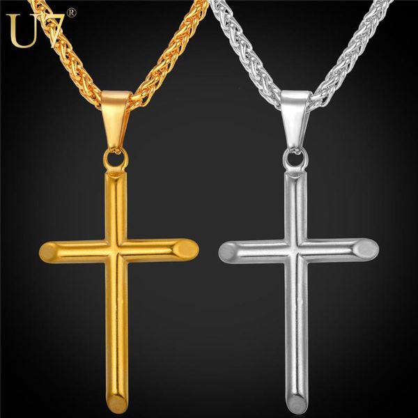 pendant necklaces u7 brand thin cross & pendants women/men christmas gifts gold plated stainless steel religious christian jewelry p744, Silver
pendant necklaces u7 brand thin cross & pendants women/men christmas gifts gold plated stainless steel religious christian jewelry p744, Silver