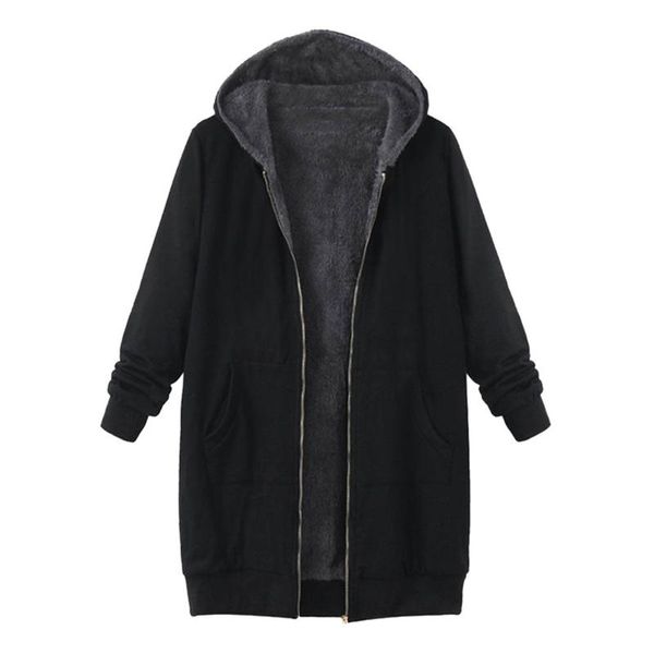 women autumn winter coat fashion casual long zipper hooded jacket sweatshirt vintage plus size outwear manteau femme #t1g, Black;brown
women autumn winter coat fashion casual long zipper hooded jacket sweatshirt vintage plus size outwear manteau femme #t1g, Black;brown