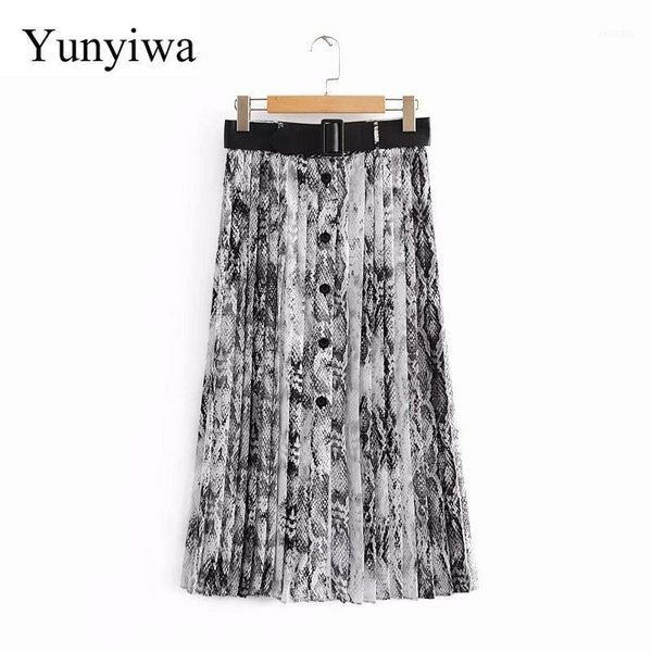 2018 new women vintage snake skin printing pleated midi skirt faldas mujer ladies pu sashes chic mid-calf skirts1, Black
2018 new women vintage snake skin printing pleated midi skirt faldas mujer ladies pu sashes chic mid-calf skirts1, Black