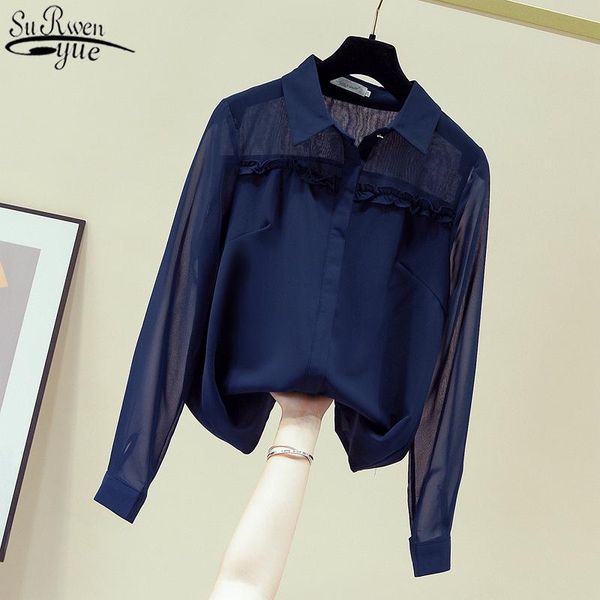 lapel long sleeve chiffon blouse solid loose autumn 2020 new see through fashion korean clothing cardigan lace ladies 11156, White
lapel long sleeve chiffon blouse solid loose autumn 2020 new see through fashion korean clothing cardigan lace ladies 11156, White