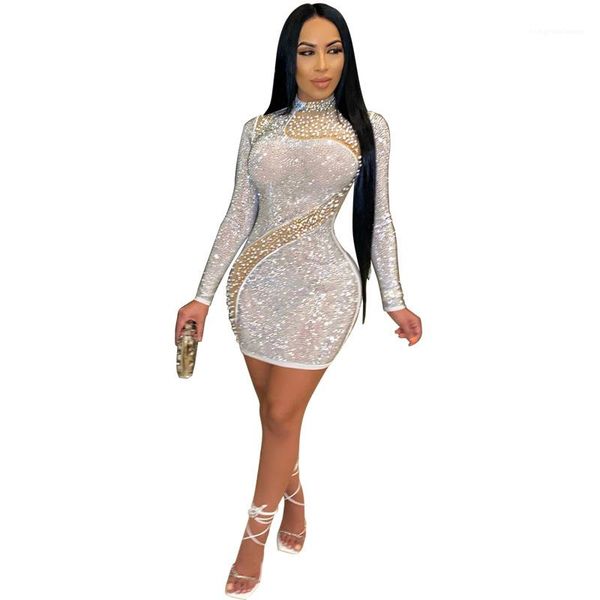 women rhinestone skinny dress long sleeve crew neck perspective dresses ladies high street wear, Black;gray
women rhinestone skinny dress long sleeve crew neck perspective dresses ladies high street wear, Black;gray