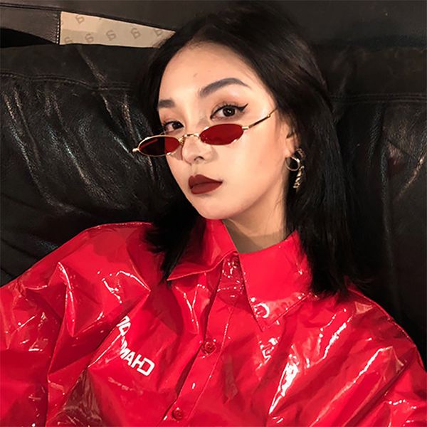 harajuku shows face and thin sunglasses temperament versatile glasses, White;black