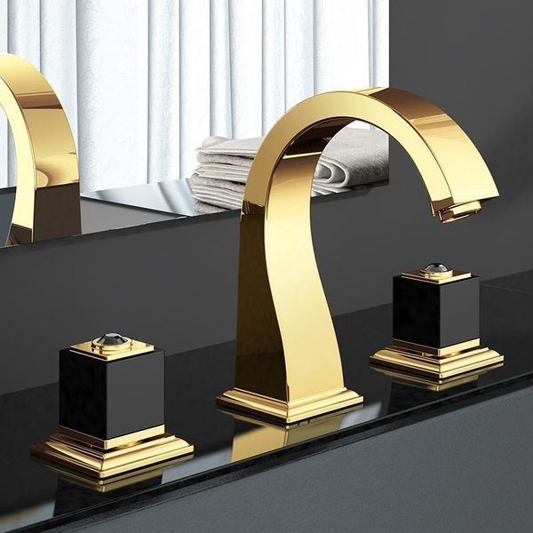 bathroom sink faucets gold luxury brass faucet two handle three hole basin mixer tap
bathroom sink faucets gold luxury brass faucet two handle three hole basin mixer tap