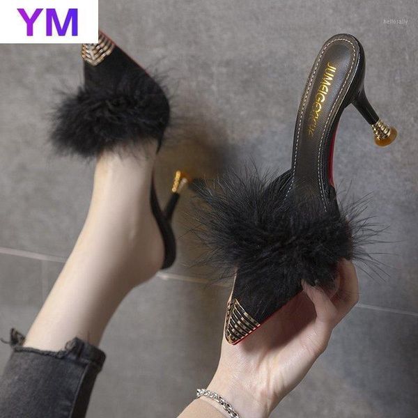 2021 new women's sandals for women and ladies feather transparent crystal fur thin high heel pointed toe sandals women pumps1, Black
2021 new women's sandals for women and ladies feather transparent crystal fur thin high heel pointed toe sandals women pumps1, Black