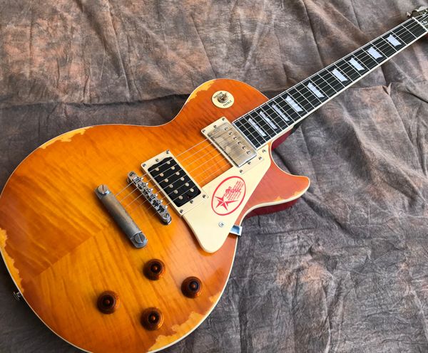 aged lp electric guitar body mahogany fingerboard ebony chrome hardware trapezoidal inlay frets binding
aged lp electric guitar body mahogany fingerboard ebony chrome hardware trapezoidal inlay frets binding