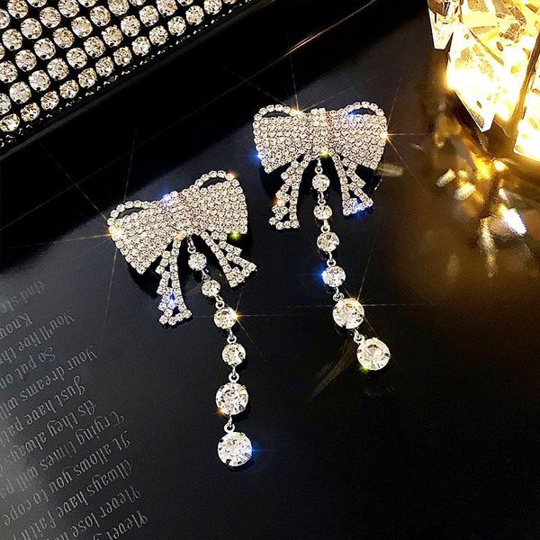 dangle & chandelier 2021 bow geometric leaf earrings exaggerated long fringe pendant pendientes grandes aretes de mujer modernos, Silver 
dangle & chandelier 2021 bow geometric leaf earrings exaggerated long fringe pendant pendientes grandes aretes de mujer modernos, Silver