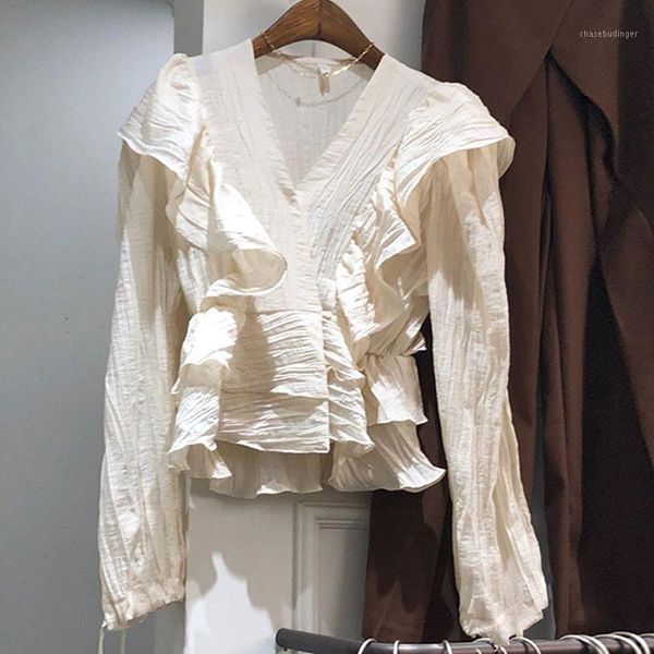spring 2020 new ruffled v-neck shirt women's slim and blouses pure color girls students long sleeve blusas 1, White
spring 2020 new ruffled v-neck shirt women's slim and blouses pure color girls students long sleeve blusas 1, White