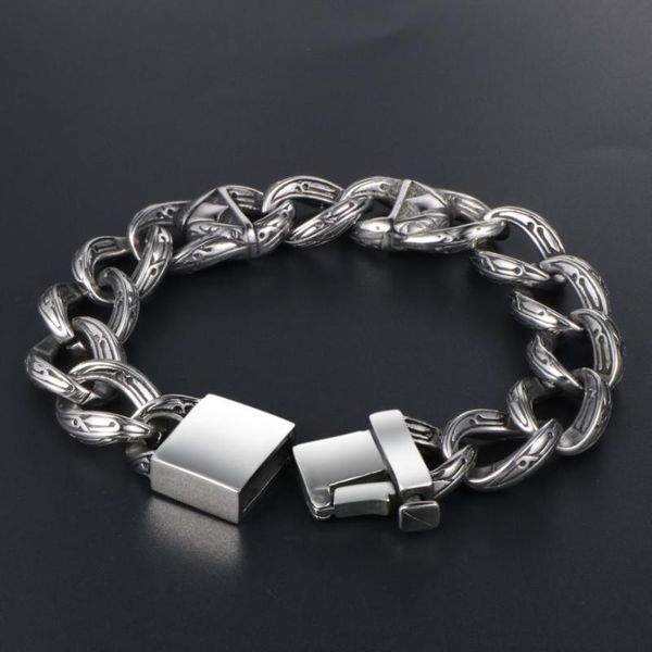18mm wide 316l stainless steel chunky curb chain bracelet mens boys vintage 9 inch bracelet men gothic cool rock n' roll jewelry, Black
18mm wide 316l stainless steel chunky curb chain bracelet mens boys vintage 9 inch bracelet men gothic cool rock n' roll jewelry, Black