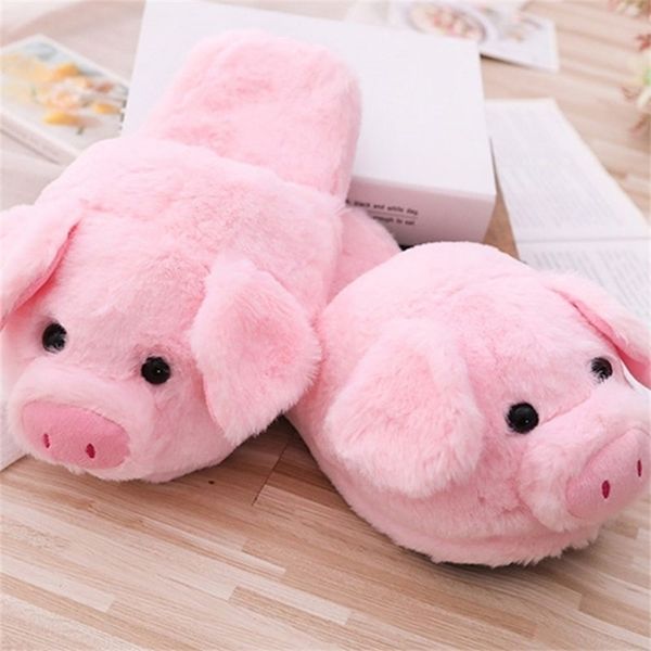women winter cute pink pig animal cartoon plush slippers non-slip furry shoes y201026, Black
women winter cute pink pig animal cartoon plush slippers non-slip furry shoes y201026, Black