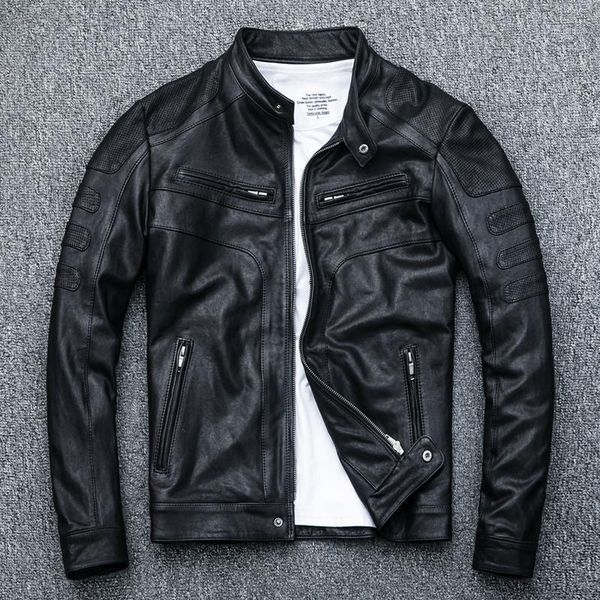 men's leather & faux men vintage slim motorcycle jackets luxury genuine sheepskin real biker jacket 2021 autumn casual short outerwear, Black
men's leather & faux men vintage slim motorcycle jackets luxury genuine sheepskin real biker jacket 2021 autumn casual short outerwear, Black