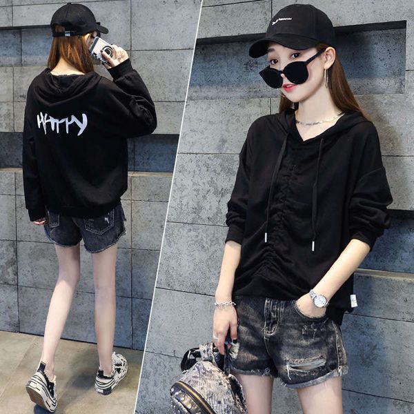 2020 new drawstring hooded sweater women's loose korean long sleeve spring and autumn thin foreign style ins fashion, Black
2020 new drawstring hooded sweater women's loose korean long sleeve spring and autumn thin foreign style ins fashion, Black