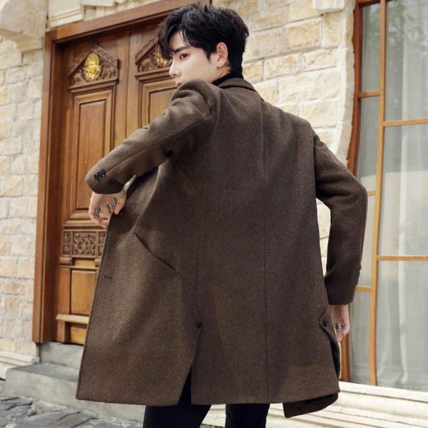 autumn and winter new products mid-length woolen jacket male british thickened fashion casual korean-style slim fit coat, Black
autumn and winter new products mid-length woolen jacket male british thickened fashion casual korean-style slim fit coat, Black