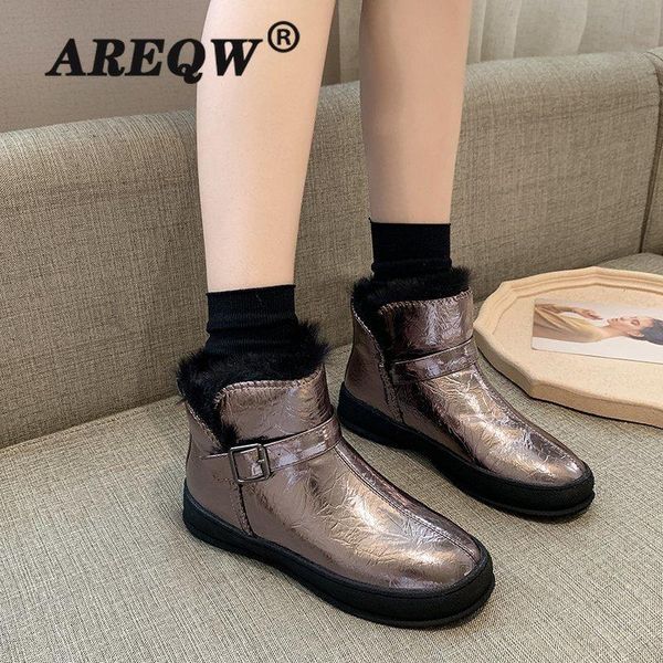 women's boots winter snow boots ladies new warm plus velvet cotton shoes waterproo martin pu large size cotton shoes, Black