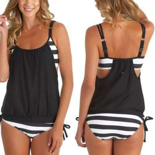 two piece women bathing suit padded swimming suit stripe bottom sport swimwear1, White;black
two piece women bathing suit padded swimming suit stripe bottom sport swimwear1, White;black