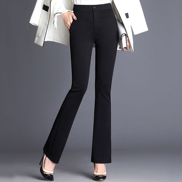women's office lady high waist flare pants solid elastic formal long stretch trousers ladies autumn loose bottoms plus size y200114, Black;white
women's office lady high waist flare pants solid elastic formal long stretch trousers ladies autumn loose bottoms plus size y200114, Black;white