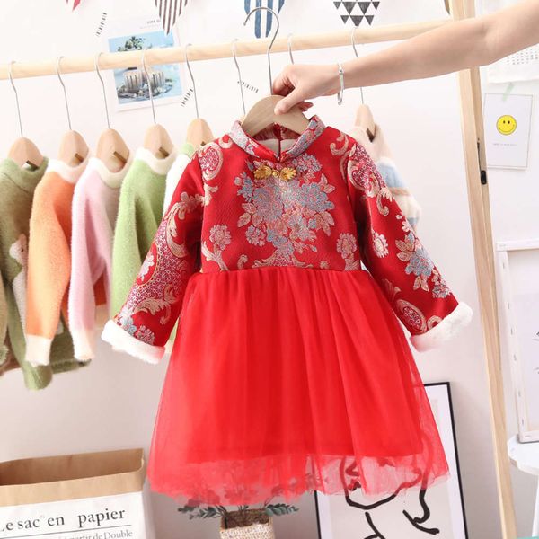 princs winter new sle baby girl's gauze children's red skirt cheongsam plush drs, Red;yellow
princs winter new sle baby girl's gauze children's red skirt cheongsam plush drs, Red;yellow