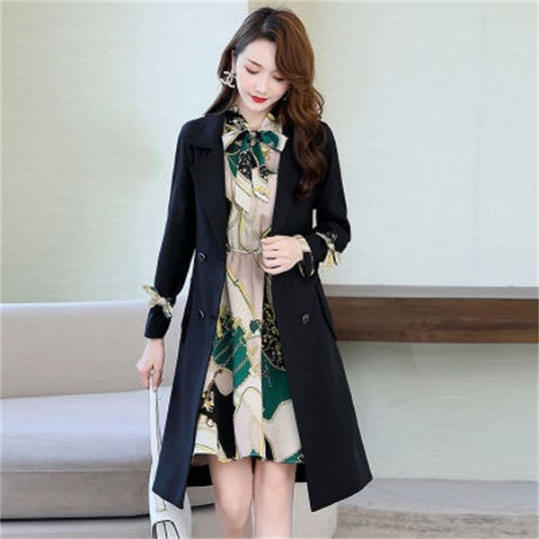 2021 new two ensemble bege trench coat and print dress play defines autum a, Gray
2021 new two ensemble bege trench coat and print dress play defines autum a, Gray