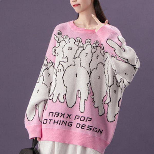 2021 new autumn winter retro pink jumper sweater knitted or crocheted r0zu, White;black
2021 new autumn winter retro pink jumper sweater knitted or crocheted r0zu, White;black