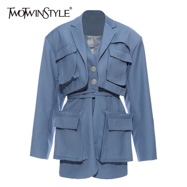 twotwinstyle casual women blazer notched collar long sleeve high waist lace up patchwork pockets suit female fashion clothes new 201102, White;black
twotwinstyle casual women blazer notched collar long sleeve high waist lace up patchwork pockets suit female fashion clothes new 201102, White;black