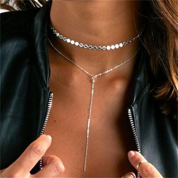 maxi necklace for women crystal 3 layers choker necklace simple tassel chain collar gothic punk fashion jewelry, Silver
maxi necklace for women crystal 3 layers choker necklace simple tassel chain collar gothic punk fashion jewelry, Silver