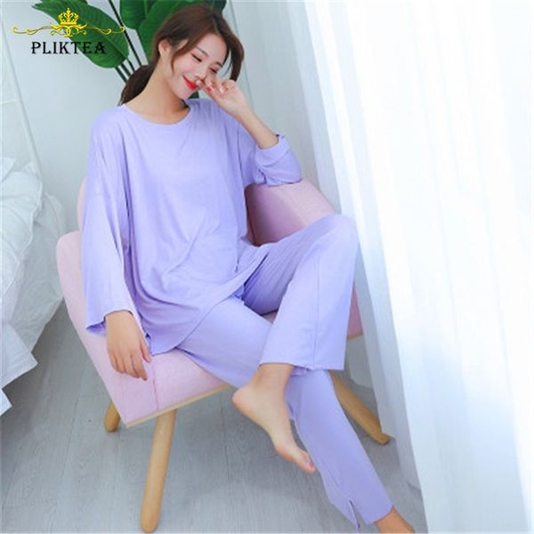 2 piece set autumn long sleeve casual atoff home home clothes for women loose sleepwear modal pajamas spring ladies homewear 201027, Black;red
2 piece set autumn long sleeve casual atoff home home clothes for women loose sleepwear modal pajamas spring ladies homewear 201027, Black;red