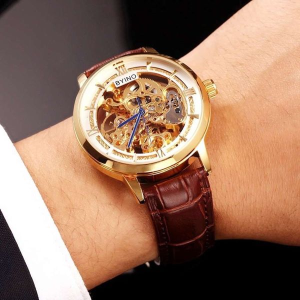 gold bey leisure transparent batch of mechanical watch for young men, Slivery;brown
gold bey leisure transparent batch of mechanical watch for young men, Slivery;brown