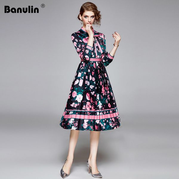banulin autumn runway designer elegant pleated dress women's long sleeve floral printed dress dot print bow vestidos 201204, Black;pink
banulin autumn runway designer elegant pleated dress women's long sleeve floral printed dress dot print bow vestidos 201204, Black;pink